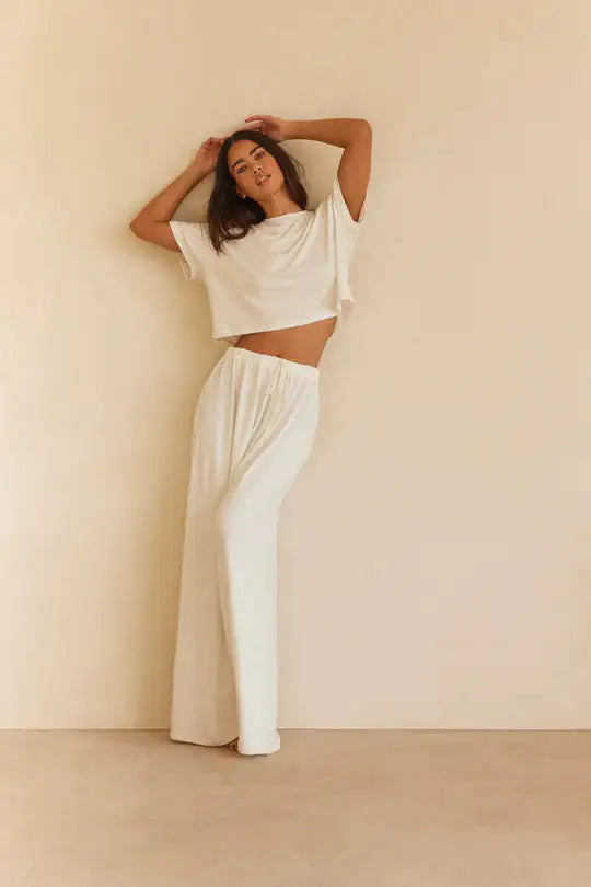 Cropped Long Pajama Set