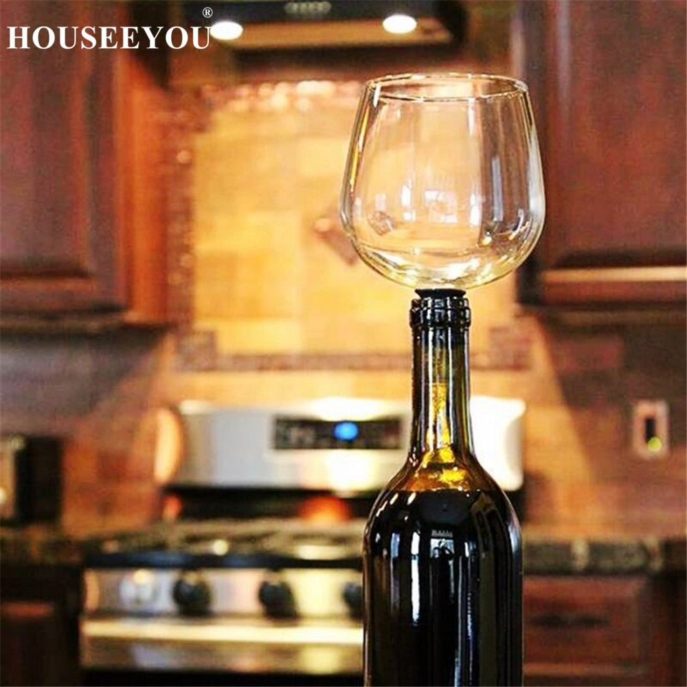HOUSEE YOU Creative Red Wine Champagne Glass Cup with Silicone Seal Drink Directly from Bottle Crystal Glasses Cocktail Mug 260ML