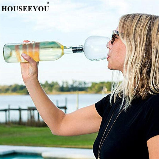 HOUSEE YOU Creative Red Wine Champagne Glass Cup with Silicone Seal Drink Directly from Bottle Crystal Glasses Cocktail Mug 260ML
